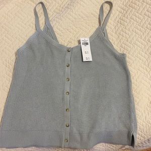 Blue Grey knitted tank top button down! Brand new